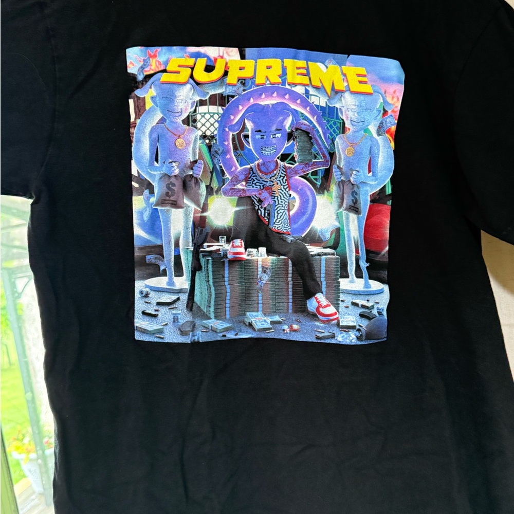 Supreme Black Short Sleeve Tee with Urban Graphic